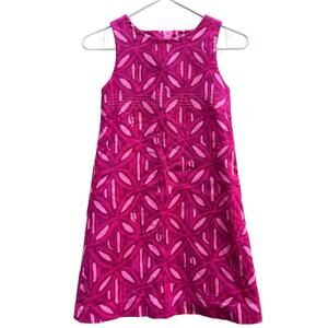 Lilly Pulitzer Classic Shift Dress Pink Geometric Pattern Back Zip Lined Girl 10